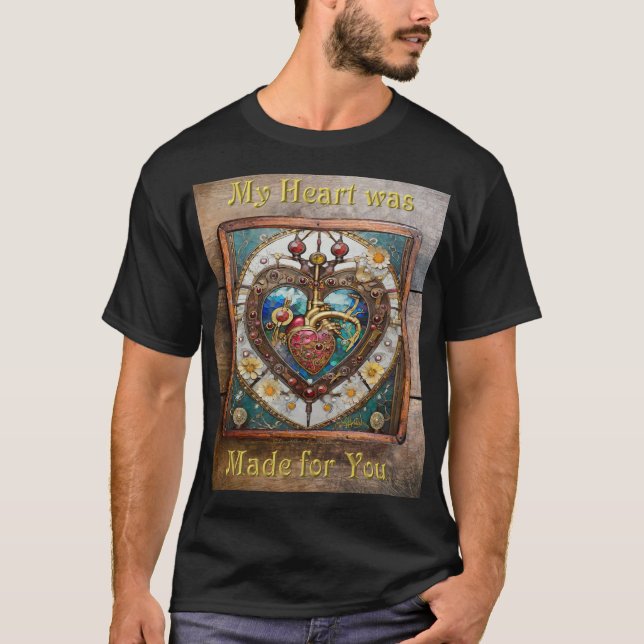Camiseta Corazón Mecánico Serie Steampunk Anatómico (Anverso)