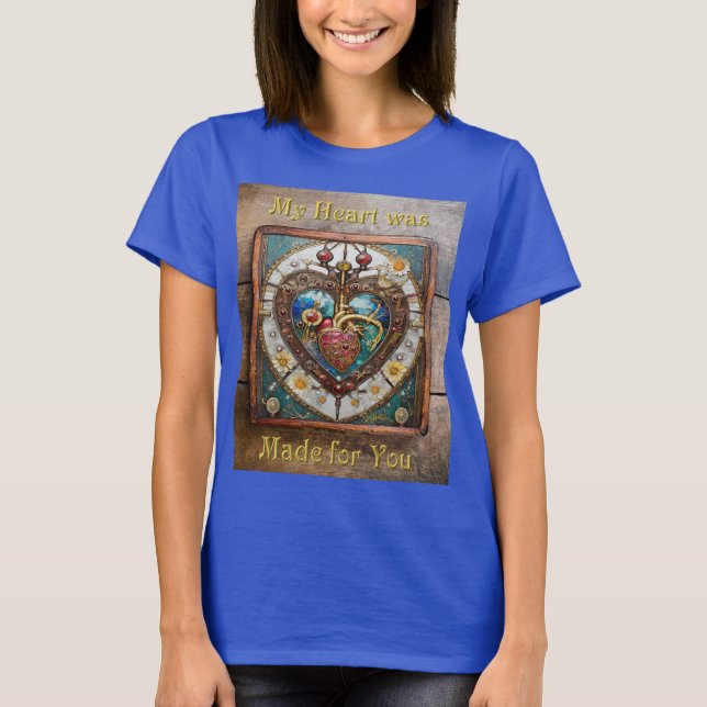 Camiseta Corazón Mecánico Serie Steampunk Anatómico (Anverso)