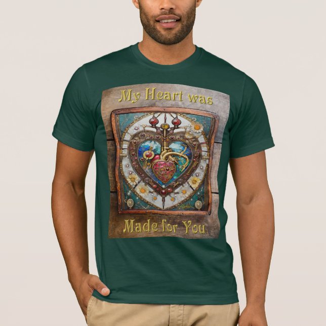 Camiseta Corazón Mecánico Serie Steampunk Anatómico (Anverso)