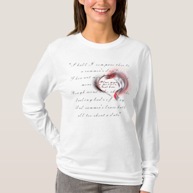 Camiseta Corazón metalizado con el soneto de Shakespeare 18 (Anverso)