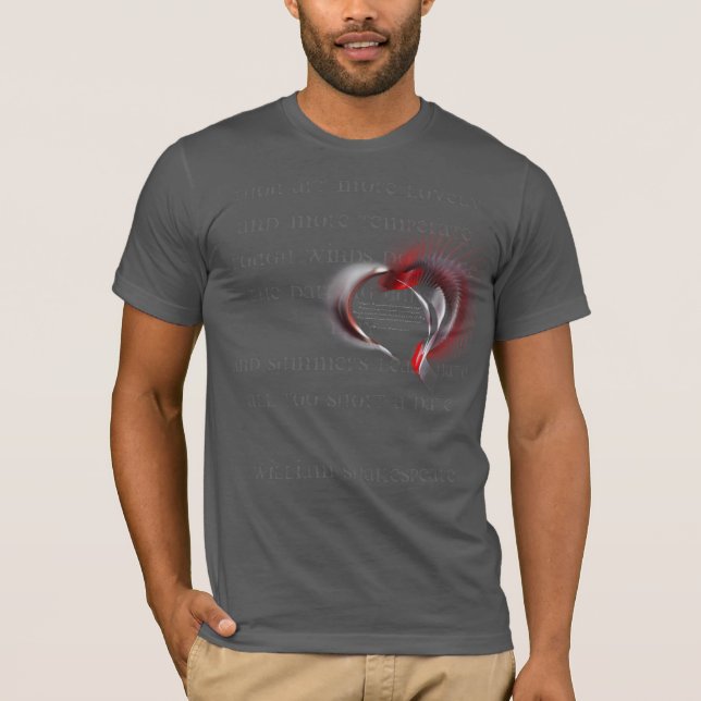Camiseta Corazón metalizado con el soneto de Shakespeare 18 (Anverso)