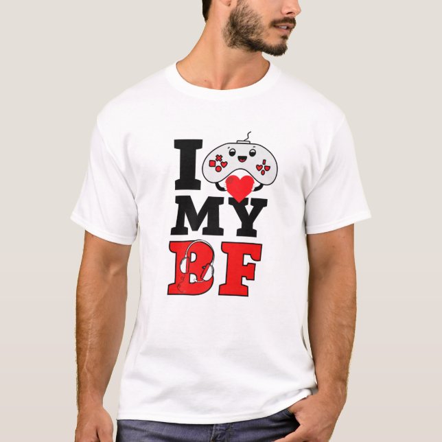 Camiseta Corazón Mi Día de San Valentín De Bf Gamer Boyfrie (Anverso)