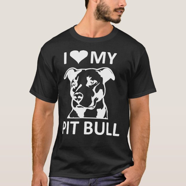 Camiseta Corazón Mi Pitbull Me Encanta Mi Toro Pitbull (Anverso)