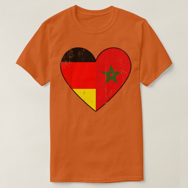 Camiseta Corazón Morroco De Bandera Alemana Y Marroquí (Diseño del anverso)