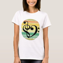 Camiseta Corazón Musical Audaz Sobre Bandas de Color de Ata