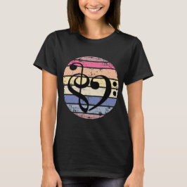 Camiseta Corazón Musical Audaz Sobre Bandas de Color de Pue