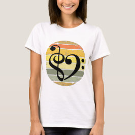 Camiseta Corazón Musical Audaz Sobre Bandas de Color de Pue