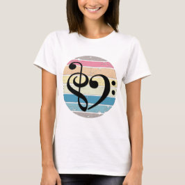 Camiseta Corazón Musical Audaz Sobre Bandas de Color de Pue