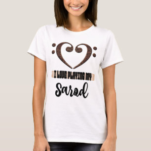 Camiseta Corazón musical de clave de fa, amo tocar mi Sarod