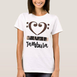 Camiseta Corazón musical de clave de fa, amo tocar mi tambu