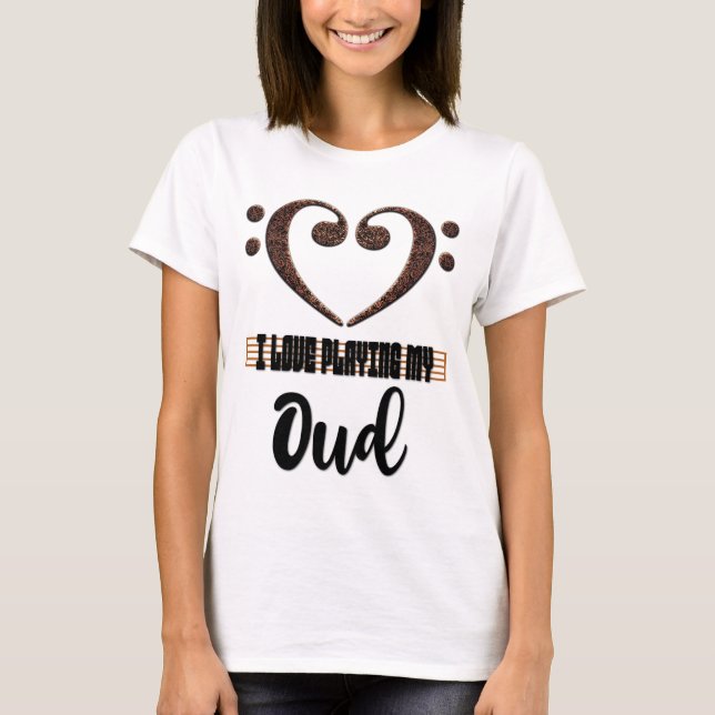 Camiseta Corazón Musical de Clave de Fa Me Encanta Tocar Mi (Anverso)