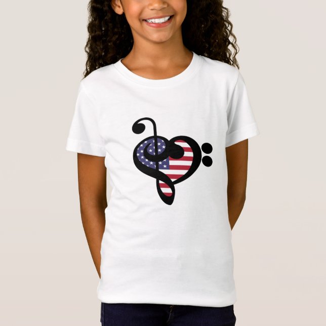 Camiseta Corazón musical de la bandera de Estados Unidos -  (Anverso)