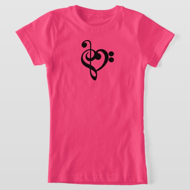 Camiseta Corazón musical de música - Treble Bass Clef (Distribución)