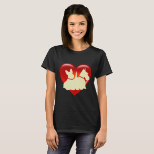 Camiseta Corazón negro/trigo/rojo de Terrier escocés