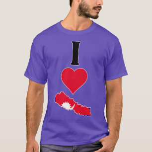 Camiseta Corazón Nepal Amo el veredicto del Mapa de Bandera