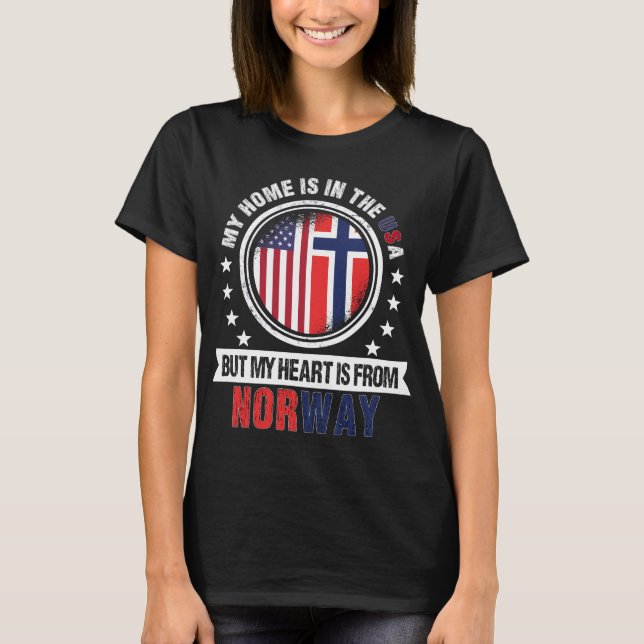 Camiseta Corazón noruego de bandera estadounidense de patri (Anverso)