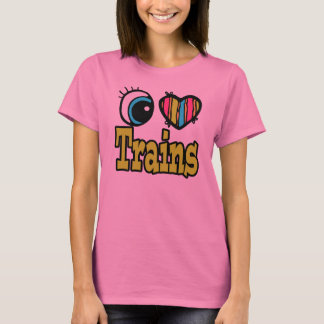 Camiseta Corazón Ocular Brillante Me Encantan Los Trenes