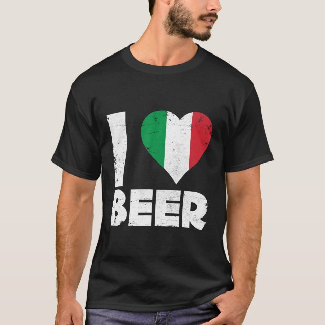 Camiseta Corazón Orgullo de Cerveza Italiana Amor Bandera I (Anverso)