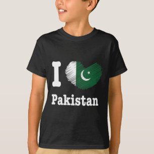 Camiseta Corazón Pakistán Azadi Mubarak Día de la Bandera O