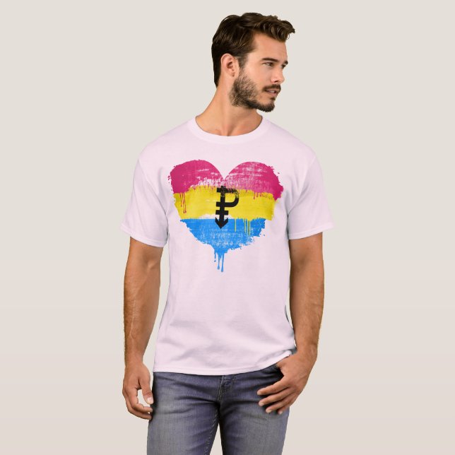 CAMISETA CORAZÓN PANSEXUAL - AMOR PANSEXUAL - SÍMBOLO - (Anverso completo)