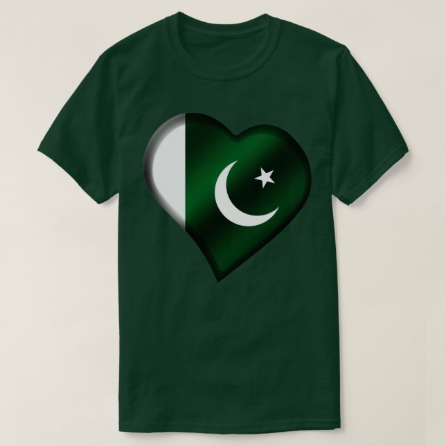 Camiseta Corazón paquistaní con bandera paquistaní (Diseño del anverso)
