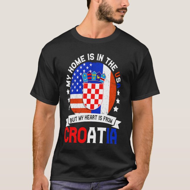 Camiseta Corazón patriota croata-estadounidense es de Croac (Anverso)