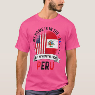 Camiseta Corazón Patriota Estadounidense Peruano Es De La B