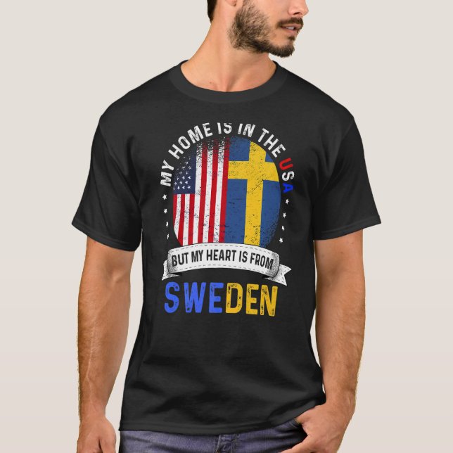 Camiseta Corazón patriota sueco-estadounidense es de la ban (Anverso)