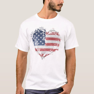 Camiseta Corazón patriótico americano en Grunge