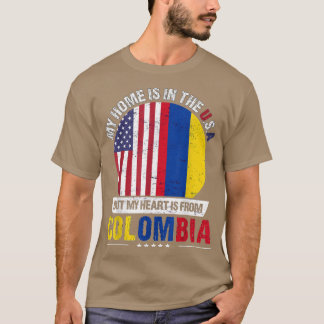 Camiseta Corazón patriótico colombiano-estadounidense es de