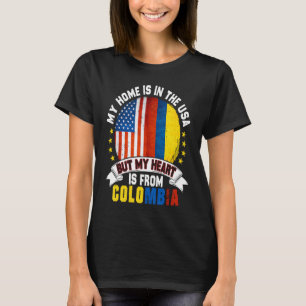 Camiseta Corazón patriótico colombiano-estadounidense es de