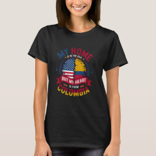Camiseta Corazón patriótico colombiano-estadounidense es de