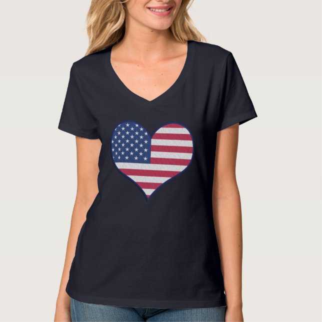 Camiseta Corazón patriótico de la bandera estadounidense (Anverso)