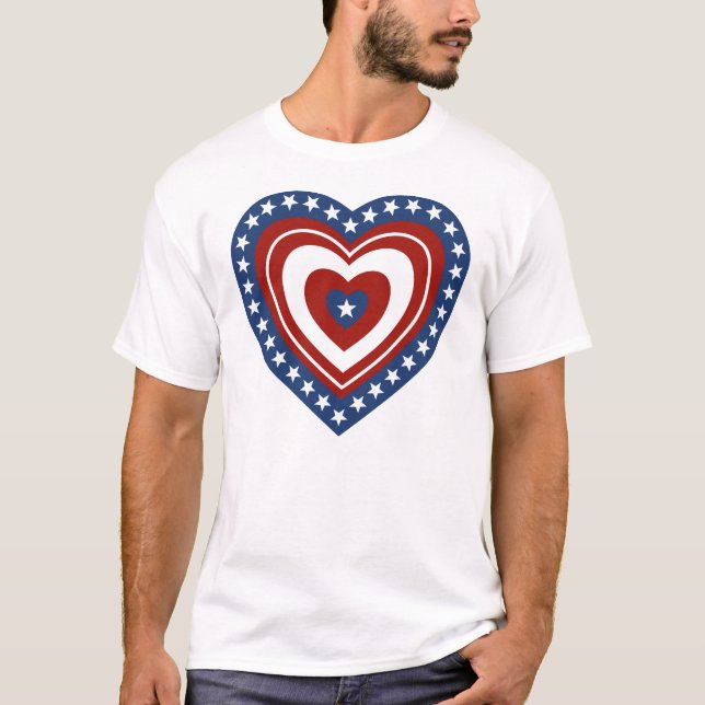 Camiseta Corazón patriótico de los E.E.U.U. (Anverso)