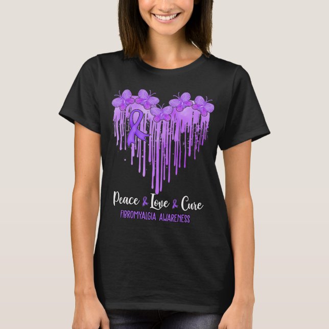 Camiseta Corazón Paz Amor Cura Fibromialgia Conciencia (Anverso)