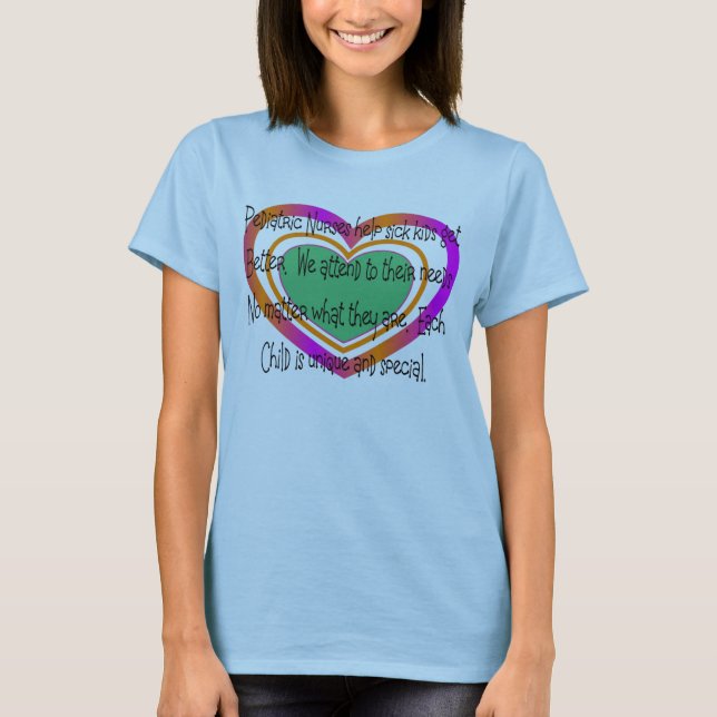 Camiseta corazón pediátrico del poema de la enfermera (Anverso)