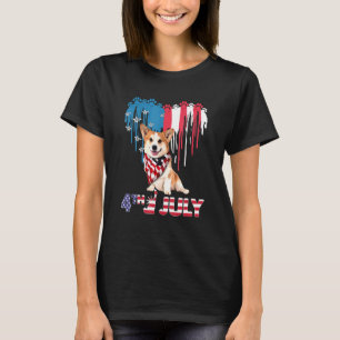 Camiseta Corazón Pembroke galés americano Corgi El 4 de Jul