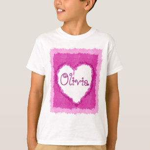 Camiseta Corazón personalizado de la acuarela de Olivia