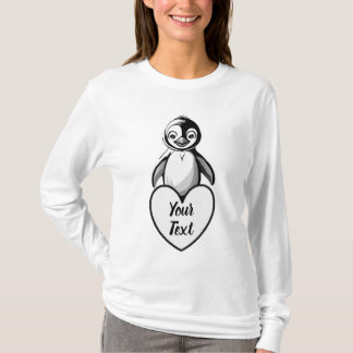 Camiseta Corazón pingüino con su mensaje Personalizado