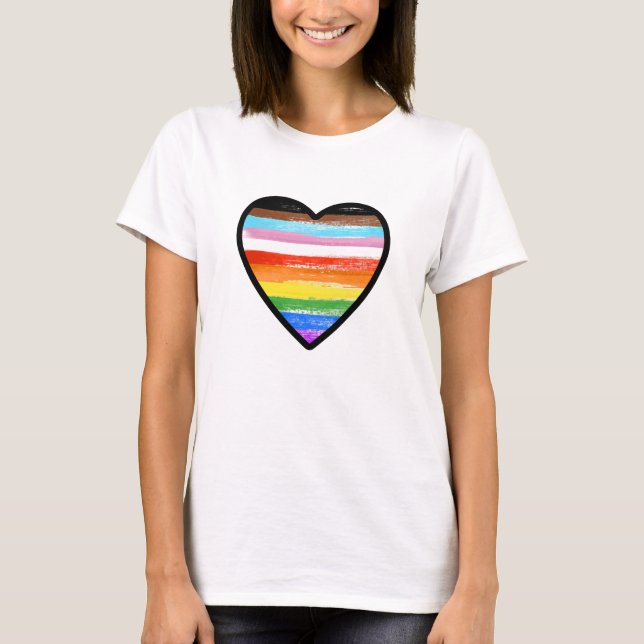 Camiseta Corazón Pintado con Orgullo Progresista (Anverso)