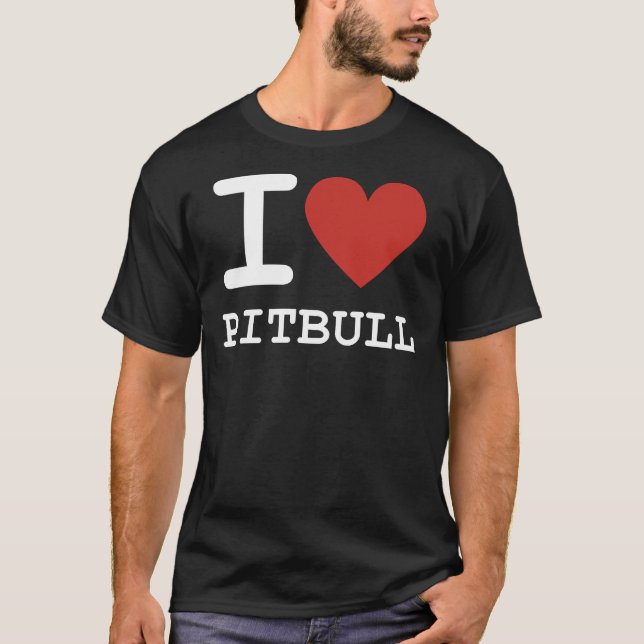Camiseta Corazón Pitbull Me Encanta Pitbull (Anverso)