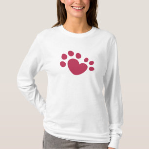 Camiseta Corazón polidáctilo de la impresión de la pata 