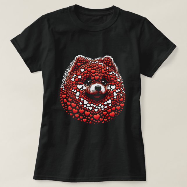 Camiseta Corazón Pomeraniano De Los Hombres Mujeres Perro S (Diseño del anverso)