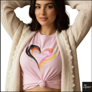 Camiseta Corazón Pop Art emplumado brillante abstracto