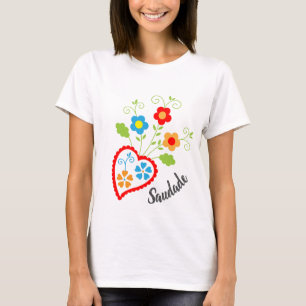 Camiseta Corazón popular portugués con palabra en salsa