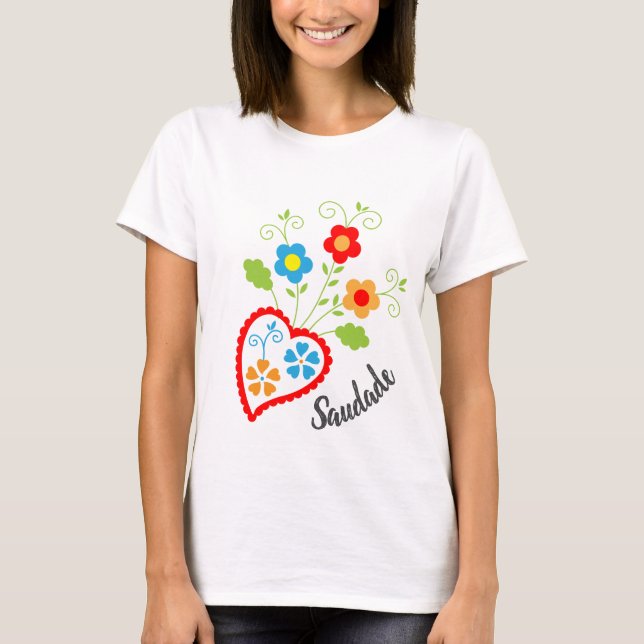 Camiseta Corazón popular portugués con palabra en salsa (Anverso)