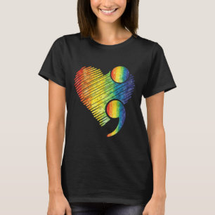 Camiseta Corazón Punto y coma Conciencia sobre la salud men