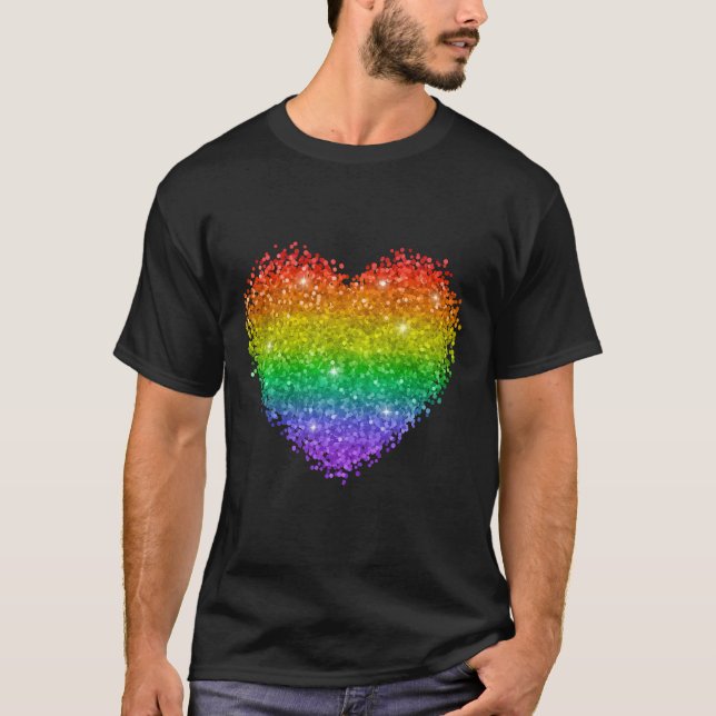 Camiseta Corazón Purpurina arcoiris (Anverso)