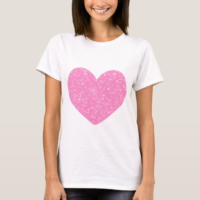 Camiseta Corazón Purpurina rosado (Anverso)