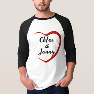 Camiseta Corazón que contiene dos nombres Personalizar